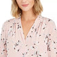 Top feminino estampado com decote em V Charter Club, tamanho Lt/Paspink, tamanho G