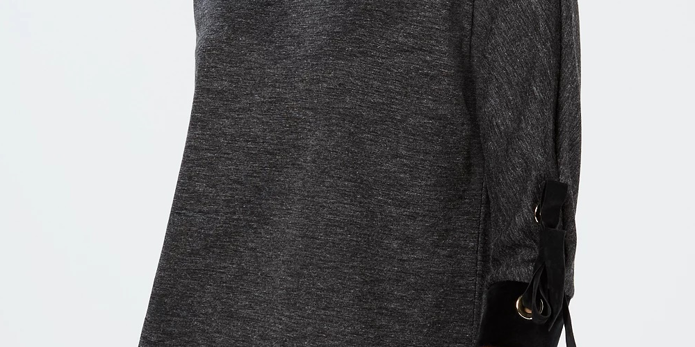 Charter Club Top feminino pequeno com mangas amarradas, preto, tamanho pequeno pequeno