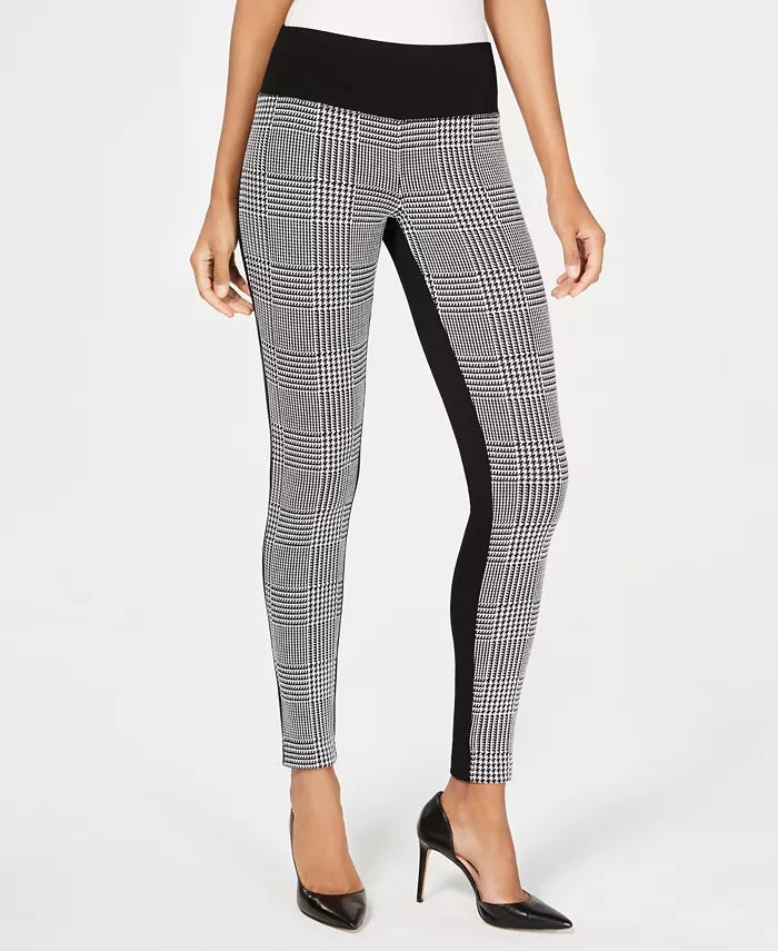Legging feminina INC International Concepts Petite Houndstooth Front Ponte Back, preta, tamanho 6
