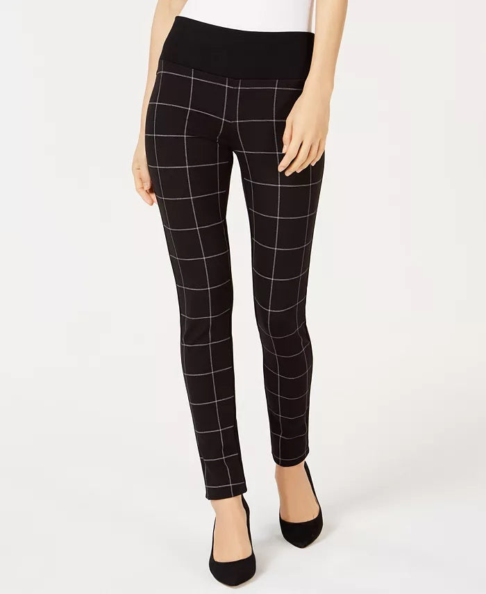 Legging feminina pequena xadrez frontal da INC International Concepts, preta, tamanho 1