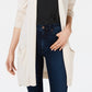 Cardigan longo de malha aberta na frente, bege escuro, tamanho grande, Maison Jules para mulheres