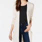 Cardigan longo de malha aberta na frente, bege escuro, tamanho extra grande, Maison Jules para mulheres