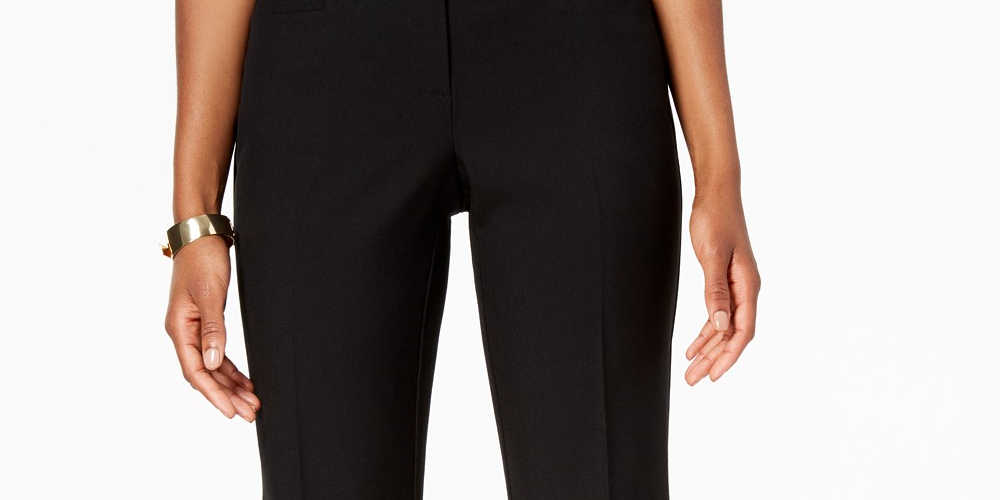 Calça feminina JM Collection Petite com aba estendida, cor carvão, tamanho 8P