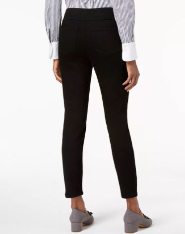 Calça jeans feminina Charter Club Petite Pull On Slim Leg, preta, tamanho 4P