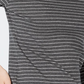 Camiseta feminina de algodão listrada com gola falsa Charter Club, cinza escuro, tamanho pequeno