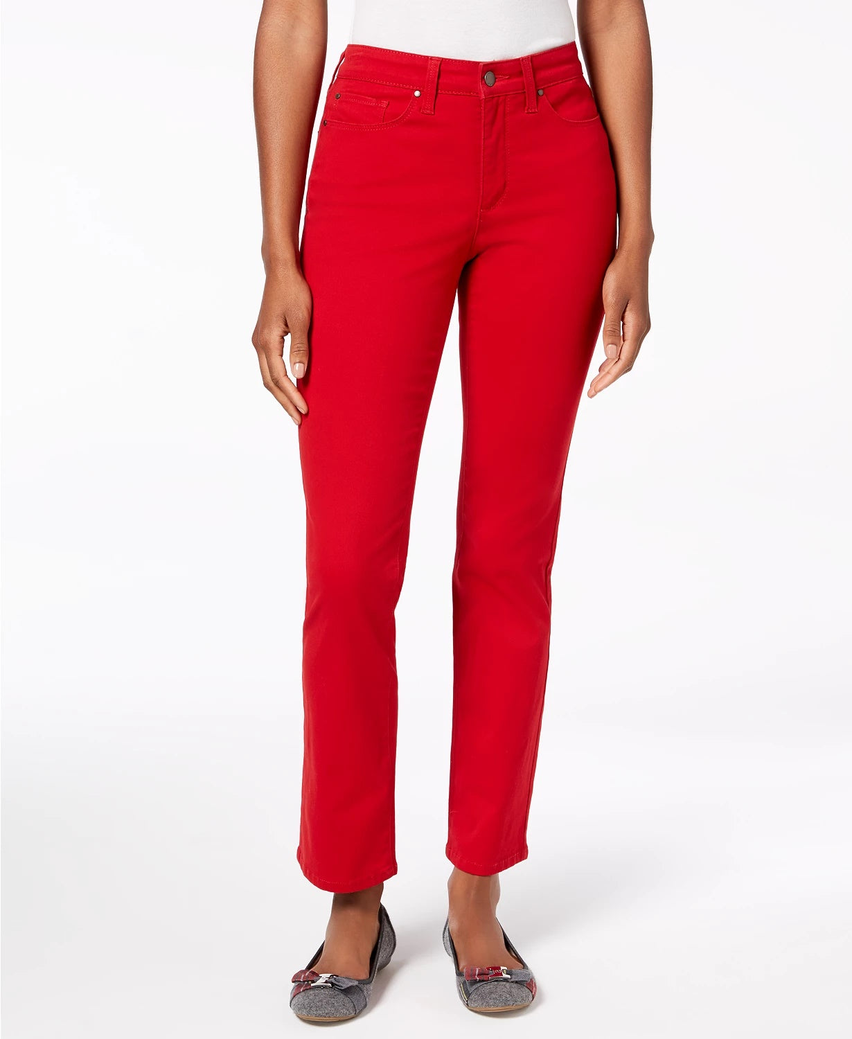 Calça jeans feminina Charter Club Lexington reta, tamanho 10, vermelha, tamanho médio