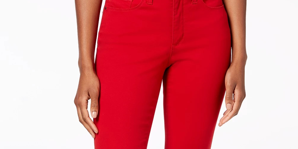 Calça jeans feminina Charter Club Lexington reta, tamanho 10, vermelha, tamanho médio