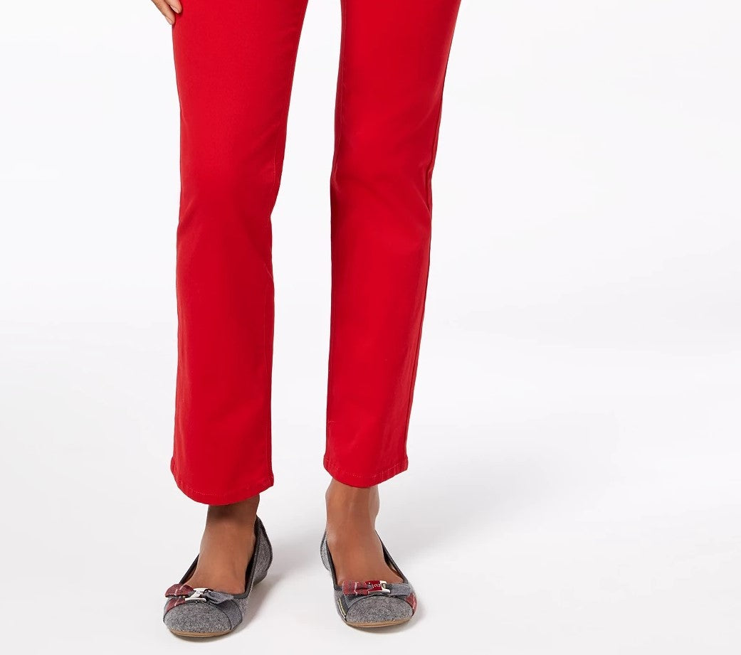 Calça jeans feminina Charter Club Lexington reta, tamanho 10, vermelha, tamanho médio
