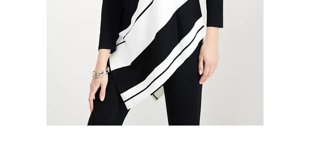 Suéter listrado assimétrico feminino Alfani, preto, tamanho médio