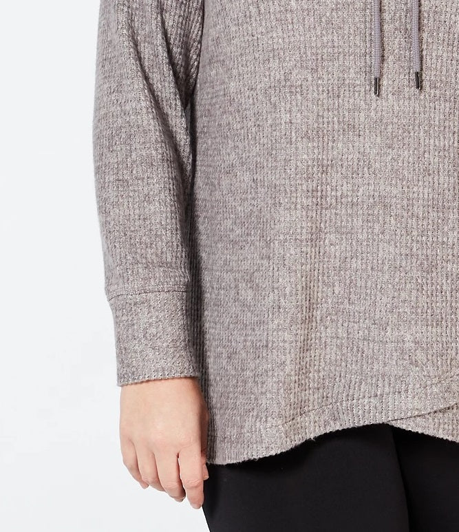 Ideology Top feminino plus size com decote em tulipa e bainha em cinza escuro, tamanho 2X