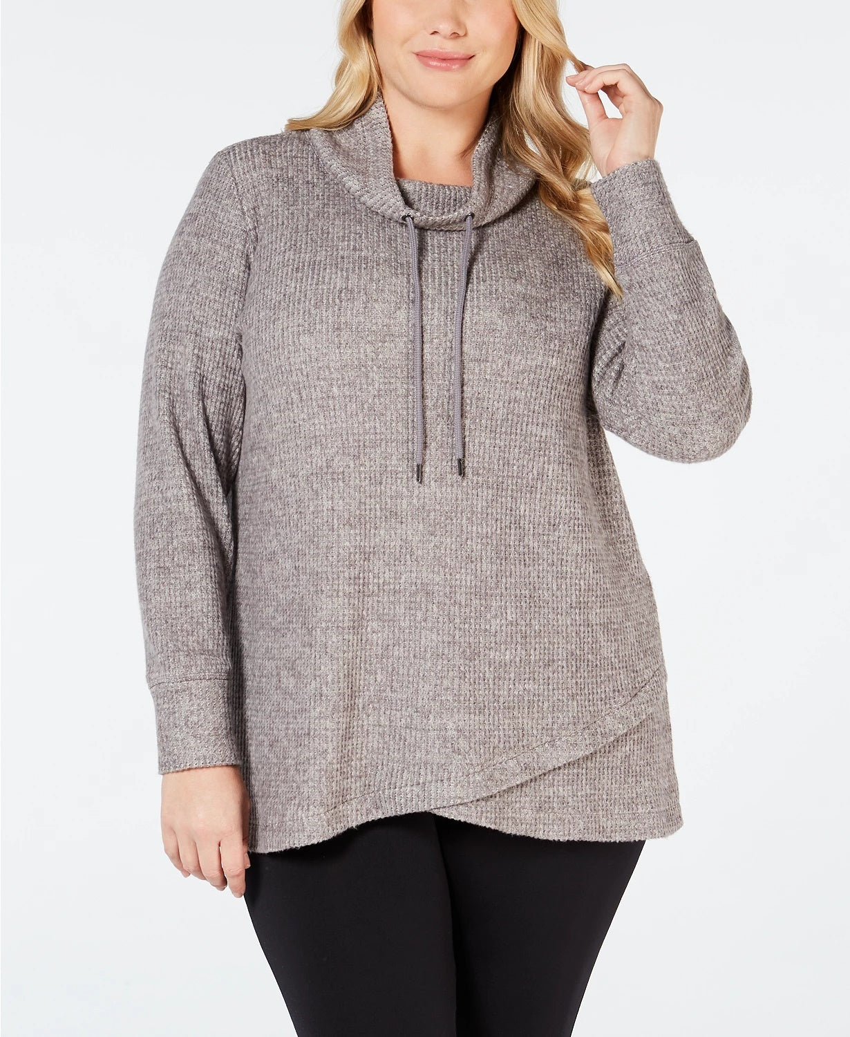 Ideology Top feminino plus size com decote careca e bainha tulipa cinza escuro tamanho 3X