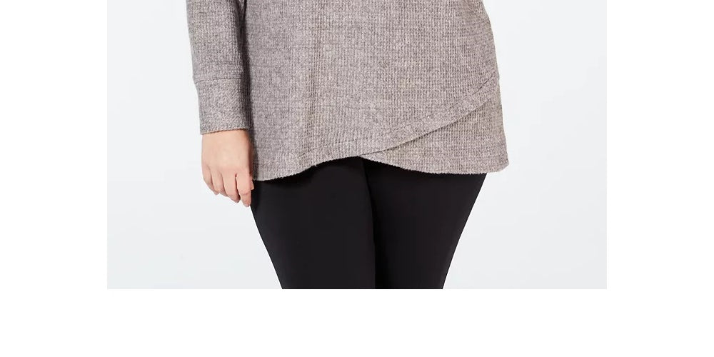 Ideology Top feminino plus size com decote careca e bainha tulipa cinza escuro tamanho 3X