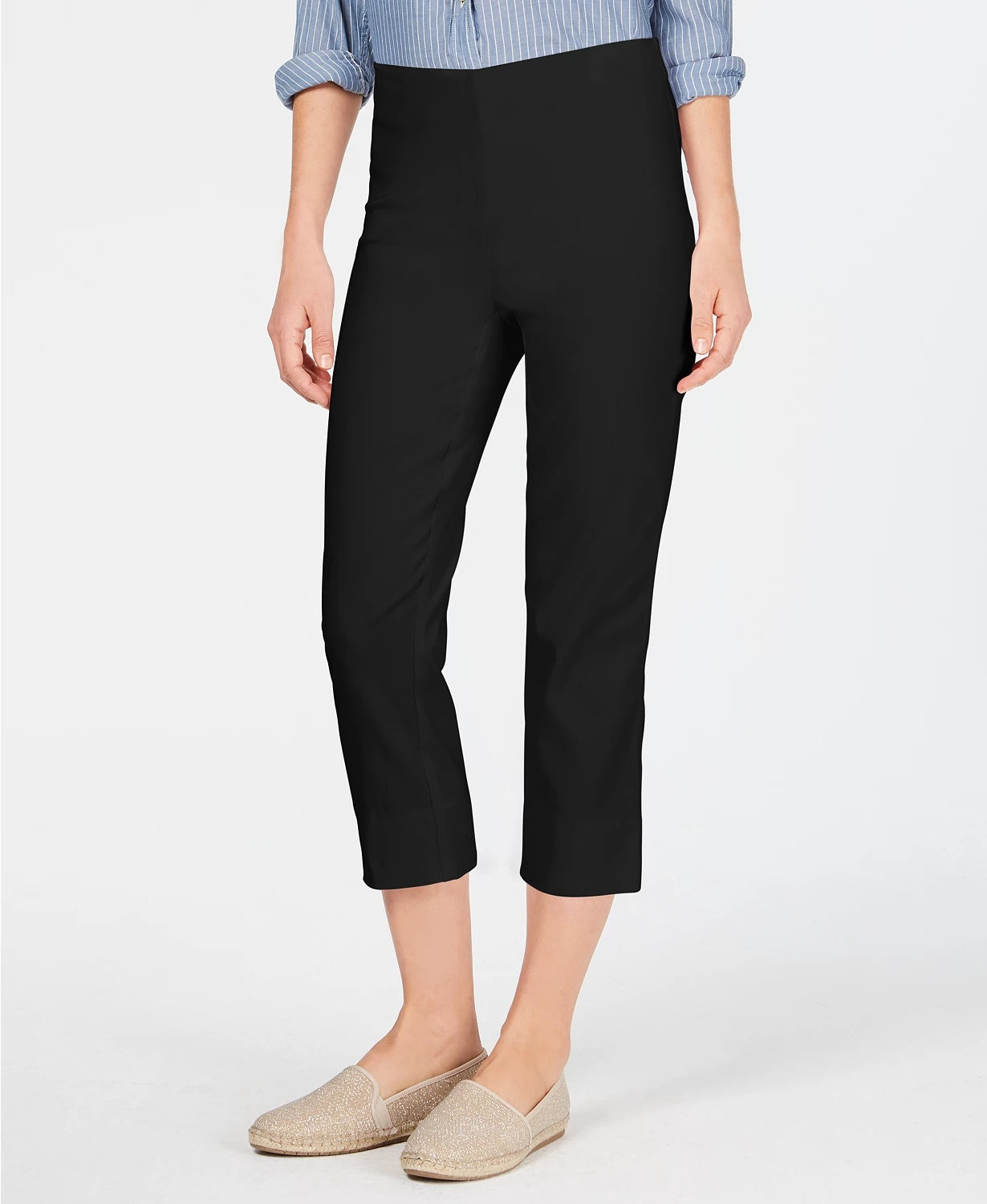 Calça Capri Feminina Charter Club Preta Tamanho 1