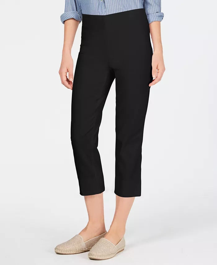 Calça Capri Feminina Charter Club Petite Pull-On Preta Tamanho P