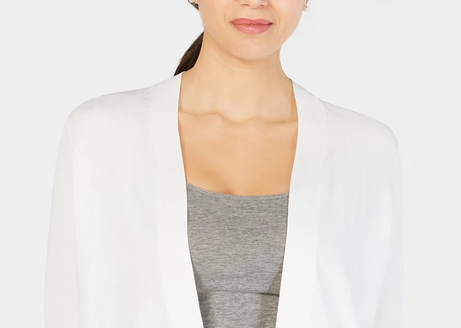 Cardigan aberto de malha texturizada feminino Charter Club, tamanho X-G, branco