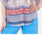 Top feminino com estampa de cachecol retrô e pregas estilo &amp; co, azul marinho, tamanho extragrande