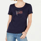 Camiseta feminina Karen Scott de algodão com estampa de bandeira, azul, tamanho XX-G