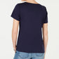 Camiseta feminina Karen Scott de algodão com estampa de bandeira, azul, tamanho XX-G