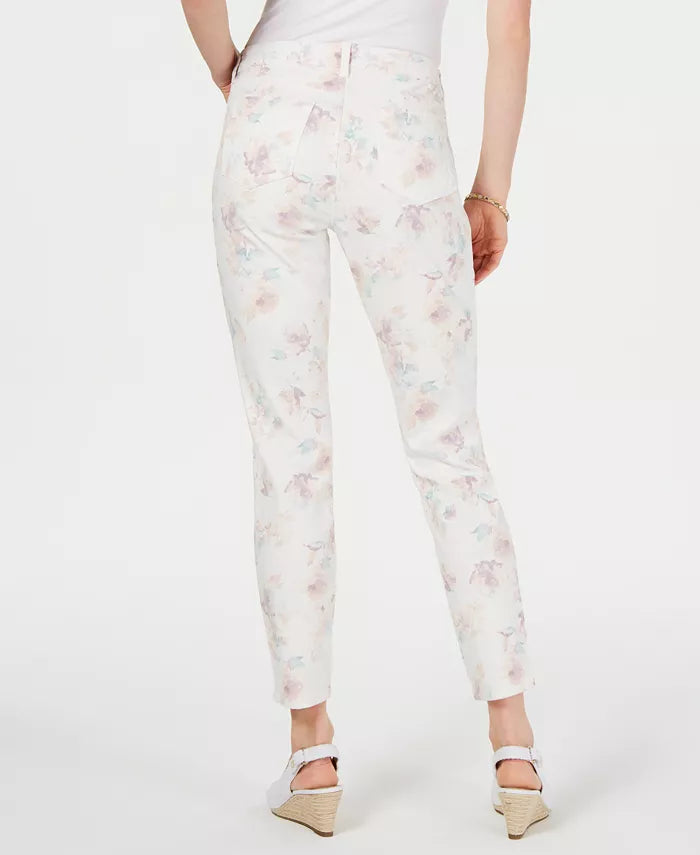 Calça jeans skinny feminina com estampa floral, branca, tamanho 12, da Style &amp; Co