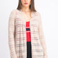 Cardigan feminino listrado Pointelle Charter Club, bege, tamanho médio