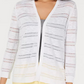 Cardigan feminino listrado Pointelle Charter Club, branco, tamanho médio