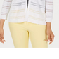 Cardigan feminino listrado Pointelle Charter Club, branco, tamanho médio