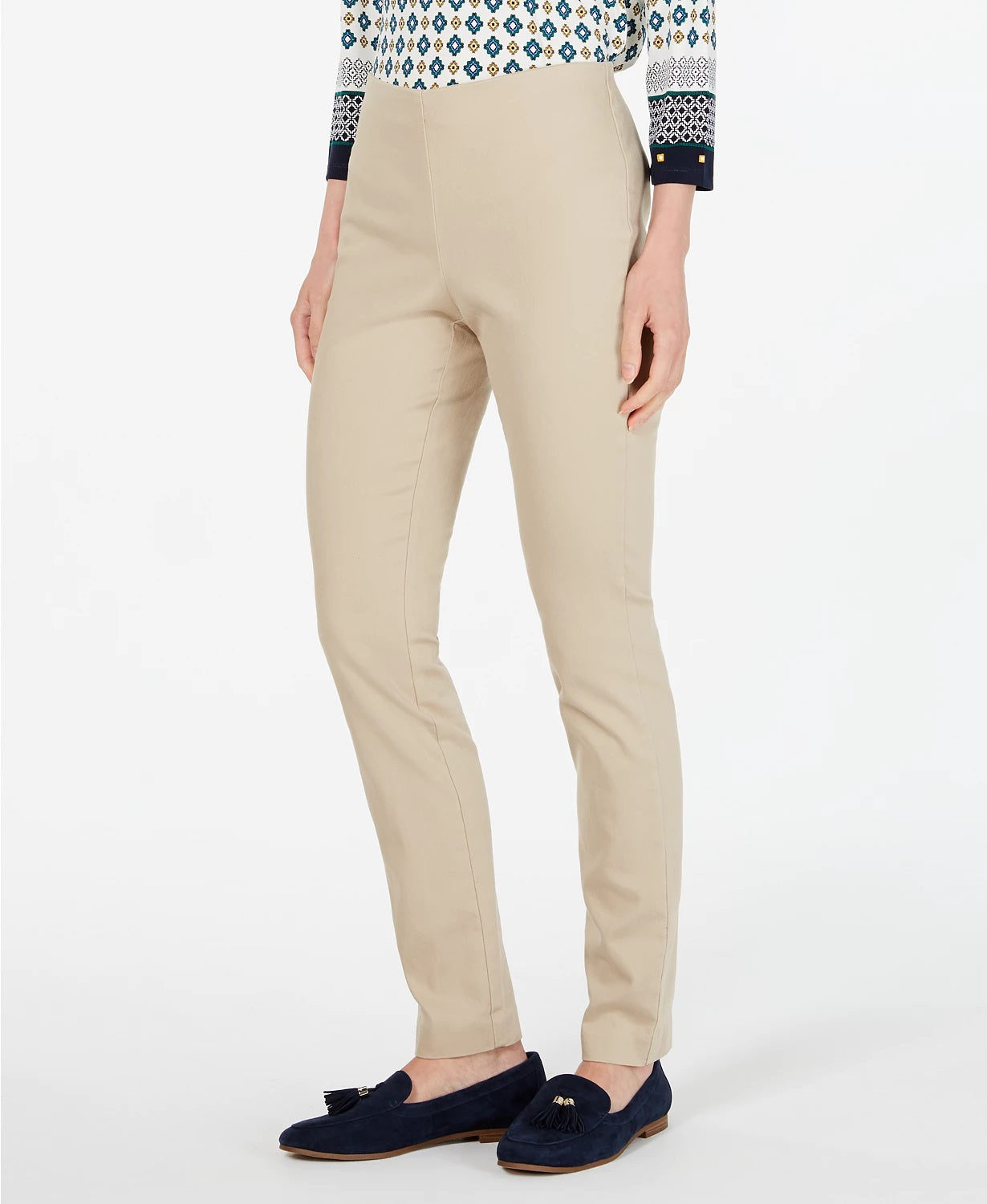 Calça skinny feminina Charter Club Petite Chelsea de sarja elástica bege, tamanho 1