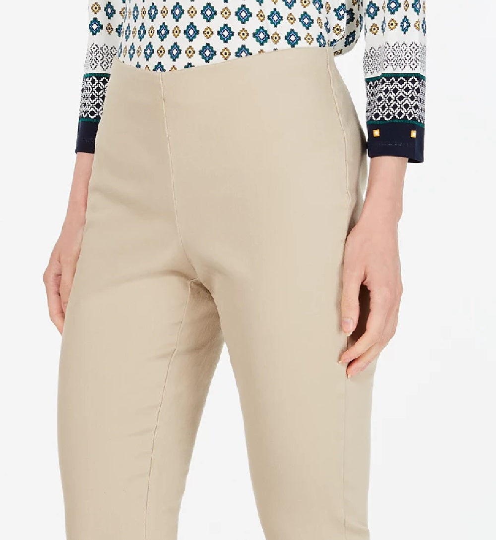 Calça skinny feminina Charter Club Petite Chelsea de sarja elástica bege, tamanho 1