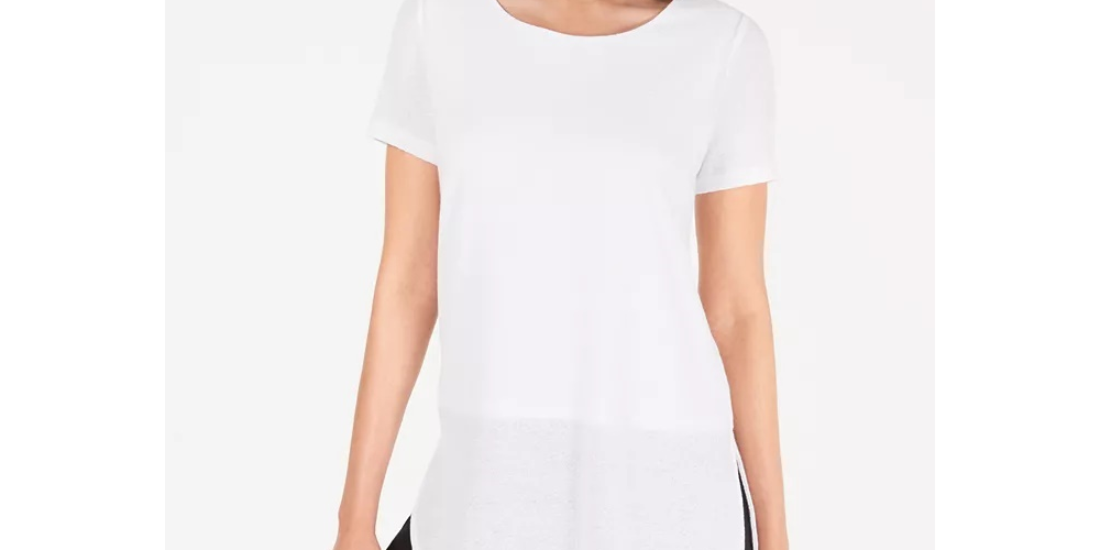 Túnica feminina Alfani com bainha assimétrica e aberturas, tamanho pequeno, branca