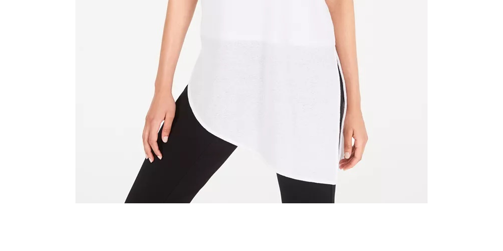 Túnica feminina Alfani com bainha assimétrica e aberturas, tamanho pequeno, branca