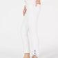 Calça jeans skinny feminina Charter Club com cadarço xadrez, branca, tamanho 8