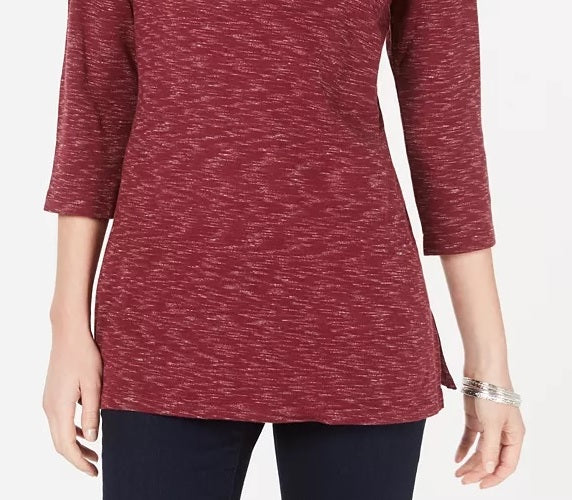 Karen Scott Blusa Feminina Gola Canoa Space Dyed Tamanho Médio Vermelho
