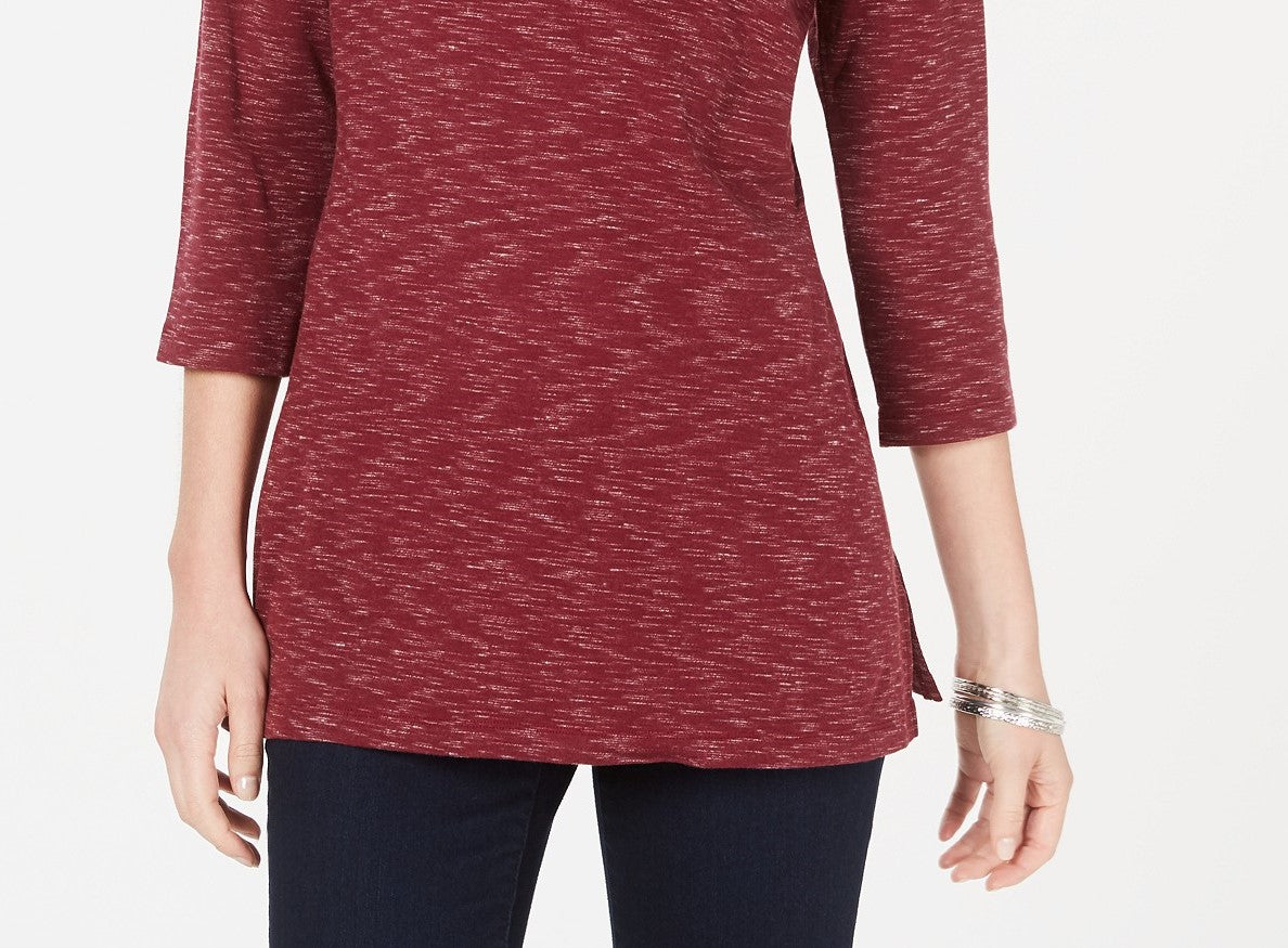 Karen Scott Blusa feminina com decote canoa e tingimento espacial, tamanho médio, vermelho, GG