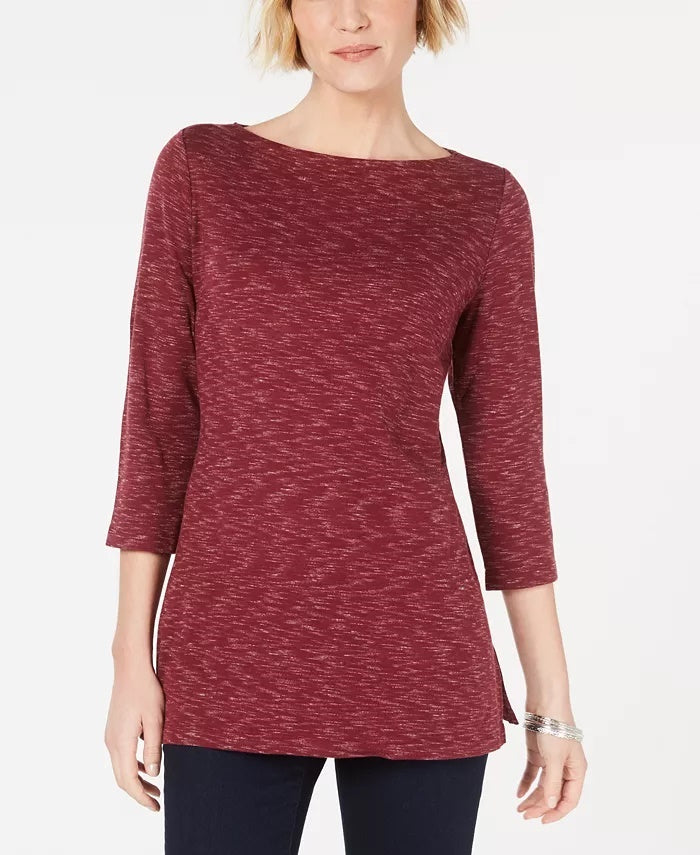 Karen Scott Blusa Feminina Gola Canoa Space Dyed Tamanho Médio Vermelho