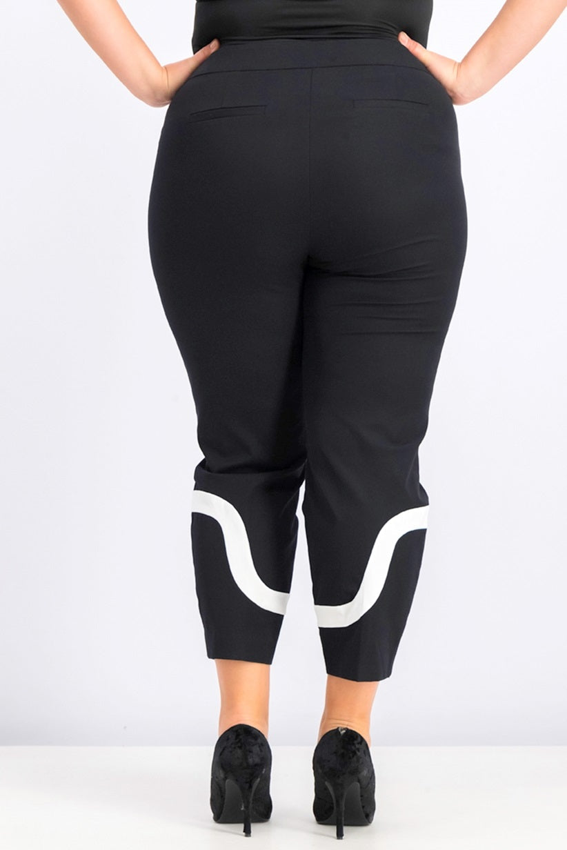 Calça Alfani Feminina Petite Colorblocked Preta Tamanho 14