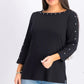 Karen Scott Top Feminino de Algodão com Decote Canoa e Tachas, Preto, Tamanho Médio