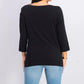 Karen Scott Top Feminino de Algodão com Decote Canoa e Tachas, Preto, Tamanho Médio