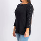 Karen Scott Top Feminino de Algodão com Decote Canoa e Tachas, Preto, Tamanho Médio