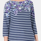 Karen Scott Blusa Feminina Estampada Manga Três Quartos Azul Tamanho X-G