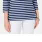 Karen Scott Blusa Feminina Estampada Manga Três Quartos Azul Tamanho X-G
