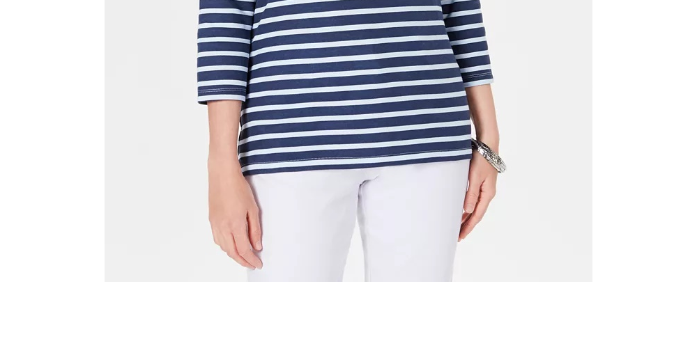 Karen Scott Blusa Feminina Estampada Manga Três Quartos Azul Tamanho X-G