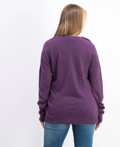 Karen Scott Suéter Listrado Texturizado de Algodão Feminino Roxo Tamanho 1X