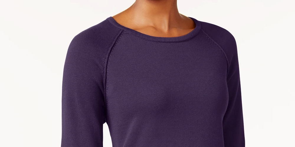 Suéter feminino Karen Scott de algodão azul brilhante, tamanho X-S