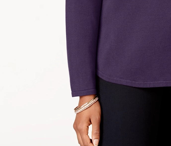 Suéter feminino Karen Scott de algodão azul brilhante, tamanho X-S