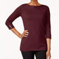 Karen Scott Blusa feminina de algodão com decote canoa, tamanho médio, vermelha, grande