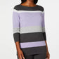 Karen Scott Suéter Listrado Feminino Gola Canoa Roxo Tamanho Médio
