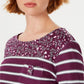 Karen Scott Top feminino pequeno com bolso floral e listrado, tamanho médio, vermelho