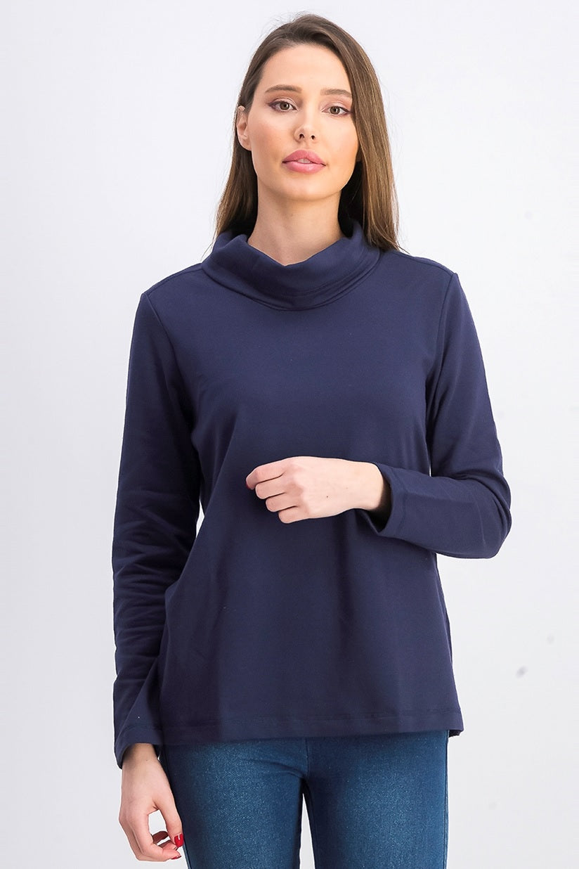 Karen Scott Top esportivo feminino com gola alta, azul marinho, tamanho grande