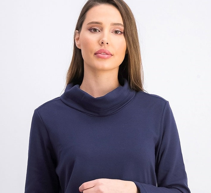 Karen Scott Top esportivo feminino com gola alta, azul marinho, tamanho grande