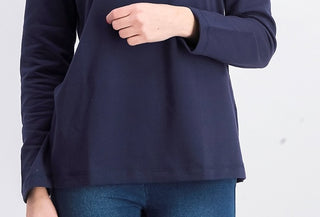 Karen Scott Top esportivo feminino com gola alta, azul marinho, tamanho grande